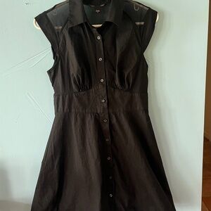 Victoria’s Secret Black Fit And Flare Button Up Dress Sz 6